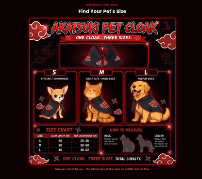 Akatsuki Rogue Ninja Pet Cloak – Adjustable Anime Costume Cape for Dogs & Cats